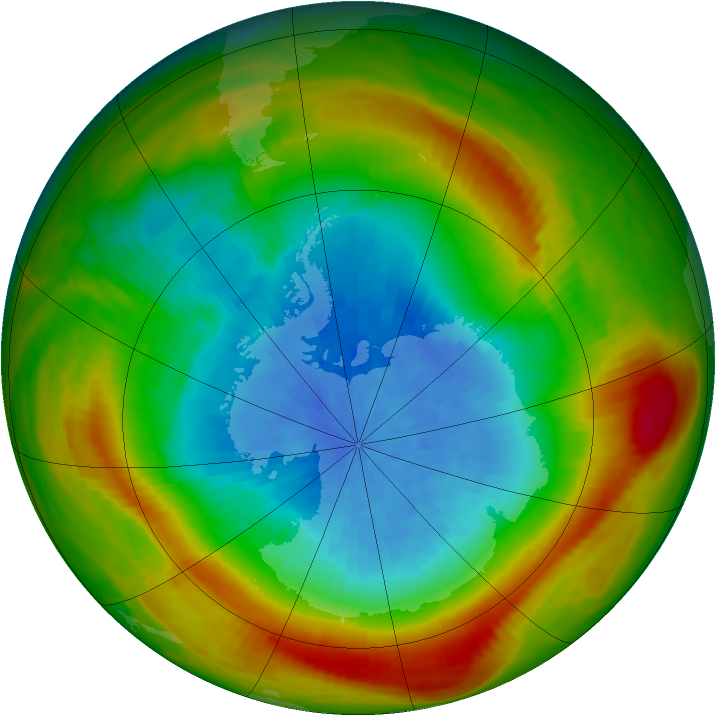 Antarctic ozone map for 05 October 1981